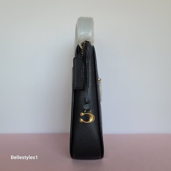 COACH Chaise Pebbled Leather Crossbody Bag- Black color ⭐ - Picture 9 of 16